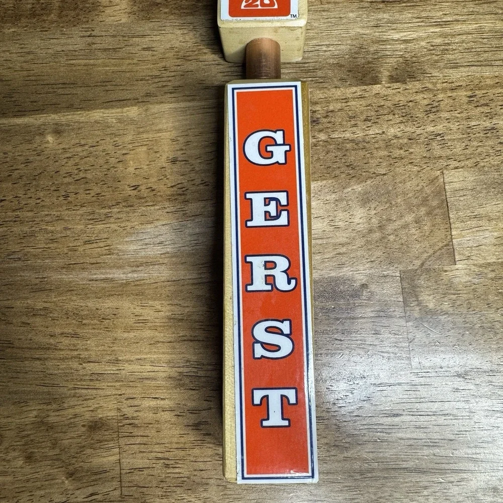 Yazoo Gerst Beer Tap Handle Wood Orange White Draft Kegerator Bar Man Cave Decor